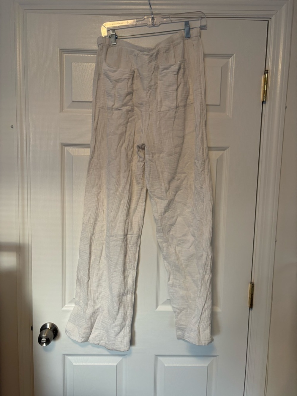 Reformation Gauze Cotton Pants M White Resort Beach Wide Leg Drawstring Pants